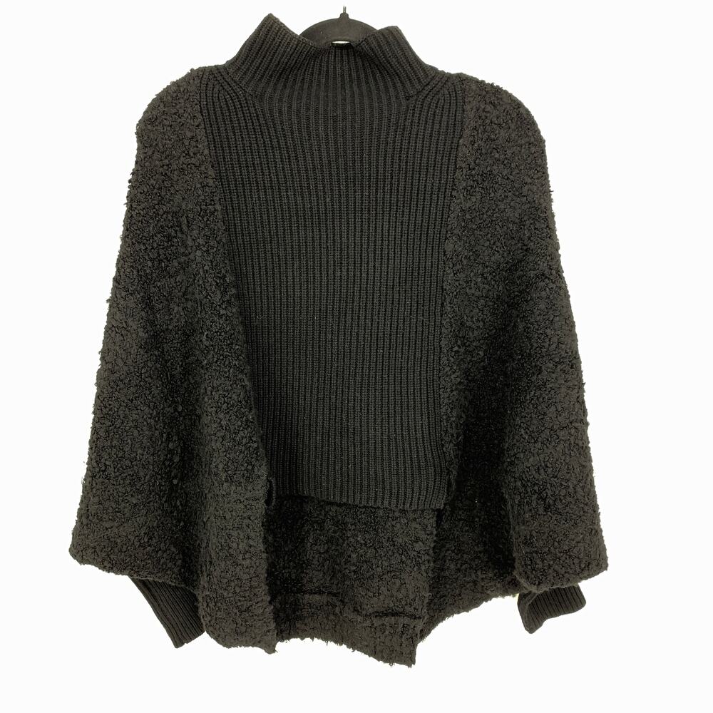 BCBGMaxAzria High-low Turtleneck Sweater Women's Size XS Black Bishop Sleeves